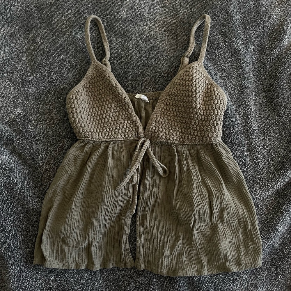 GARAGE green mix media tank top SIZE SMALL